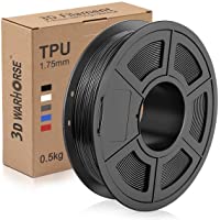 TPU Filament 1.75mm Flexible- 3D Printer Filament Dimensional Accuracy +-- 0.03 mm- 0.5 Kg Spool- Black